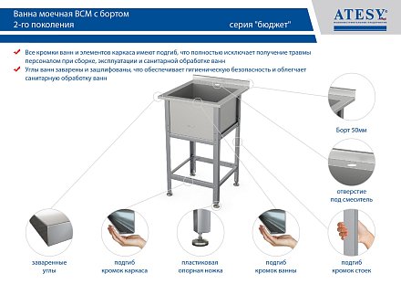 Ванна ВСМ-Б-1.1450.700-1-02 (ВМ-1/700/1550 с бортом) - 1