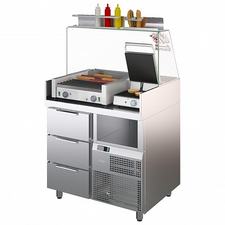 Станция для бургеров и хот-догов БАВАРИЯ БХС - 900.700-02-4 (с лайт-боксом) - 2